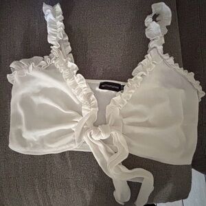 PrettyLittleThing White Ruffled Camisole Women’s Size 10